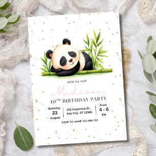 Panda-Geburtstagseinladung, Panda-Mädchen-Geburtst Einladung
