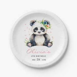 Panda-Geburtstagseinladung, Panda-Mädchen-Geburtst Pappteller