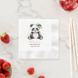 Panda-Geburtstagseinladung, Panda-Mädchen-Geburtst Serviette