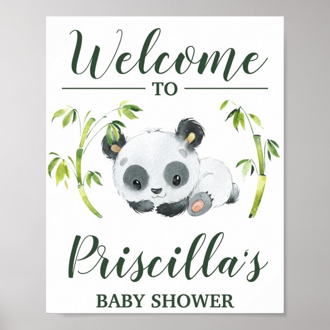 Panda Gender Neutral Baby Dusche Willkommen Poster (Vorne)