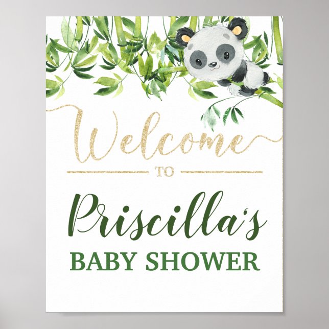 Panda Gender Neutral Baby Dusche Willkommen Poster (Vorne)