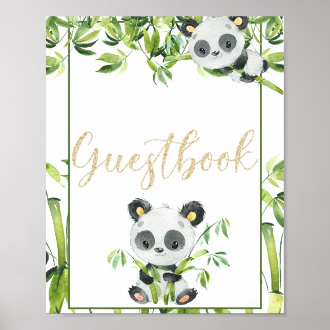 Panda Gender Neutral Baby Shower Guestbook Poster (Vorne)