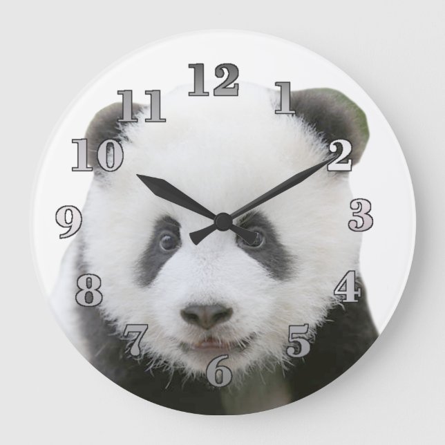 Panda-Gesicht Große Wanduhr (Vorderseite)