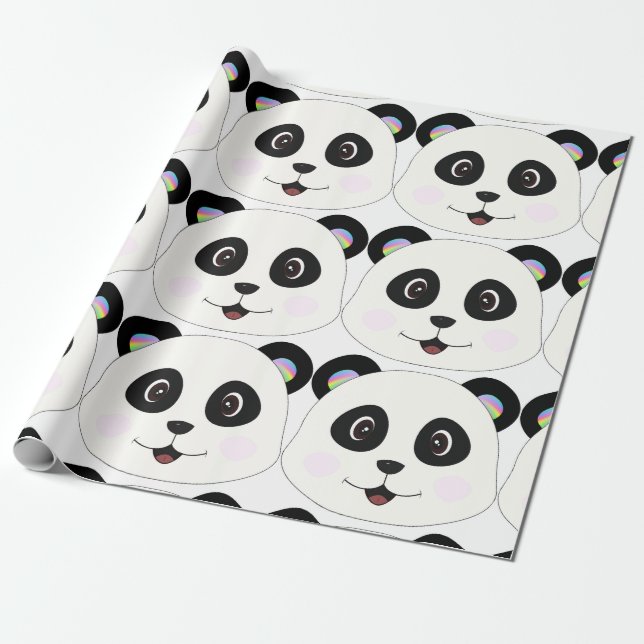Panda-Gesicht lächeln Geschenkpapier (Ungerollt)