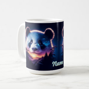Panda Gesicht mit Surreal Forest und Sunset Kaffeetasse
