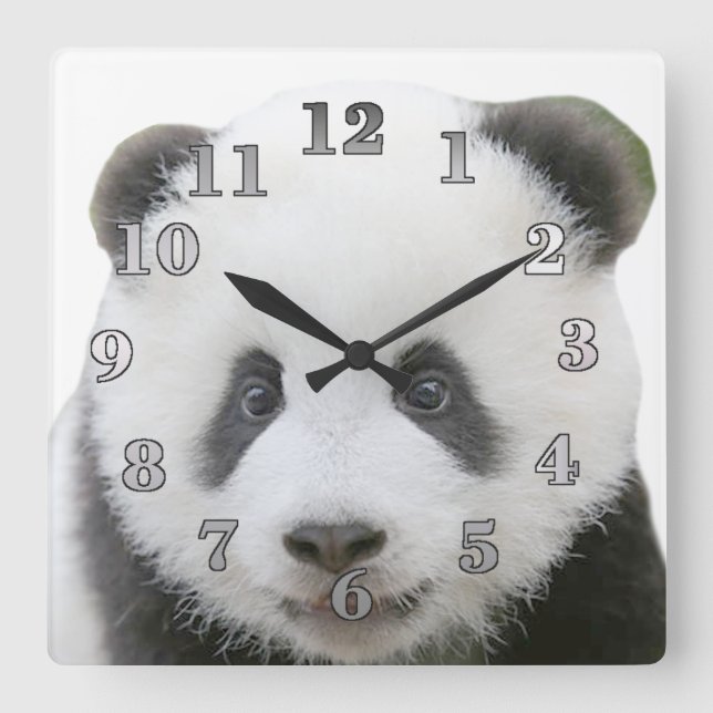 Panda-Gesicht Quadratische Wanduhr (Vorderseite)