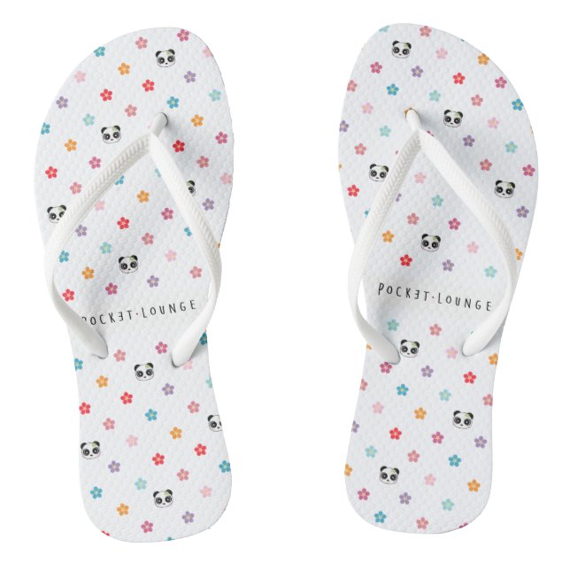 Panda-Gesichter und Blume-Flip-Flops Flip Flops (Fußbett)