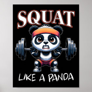 Panda Gewichtheben Fitness Lustiger Fitnessstudio- Poster