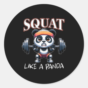 Panda Gewichtheben Fitness Lustiger Gym Spruch Kni Runder Aufkleber