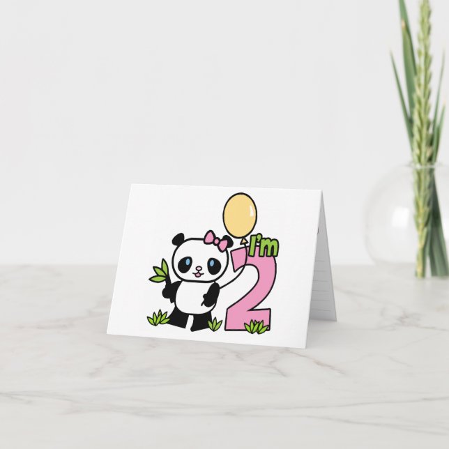 Panda Girl 2. Geburtstag Einladungen (Vorderseite)