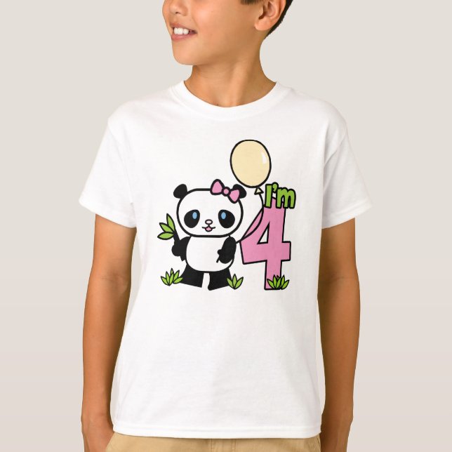 Panda Girl 4. Geburtstag T-Shirt (Vorderseite)