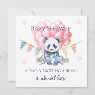 Panda-Girlande und Ballons Baby Shower Karte