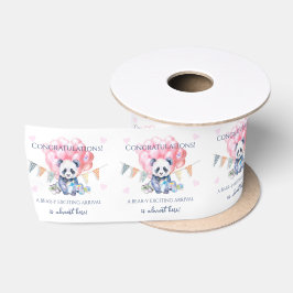 Panda-Girlande und Ballons Baby Shower Satinband