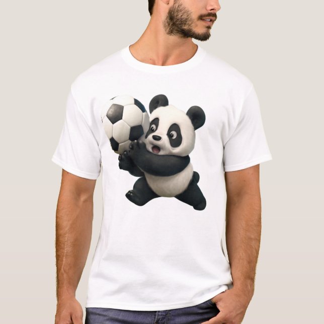 Panda Goalkeeper - Funny Soccer Rett T-Shirt (Vorderseite)