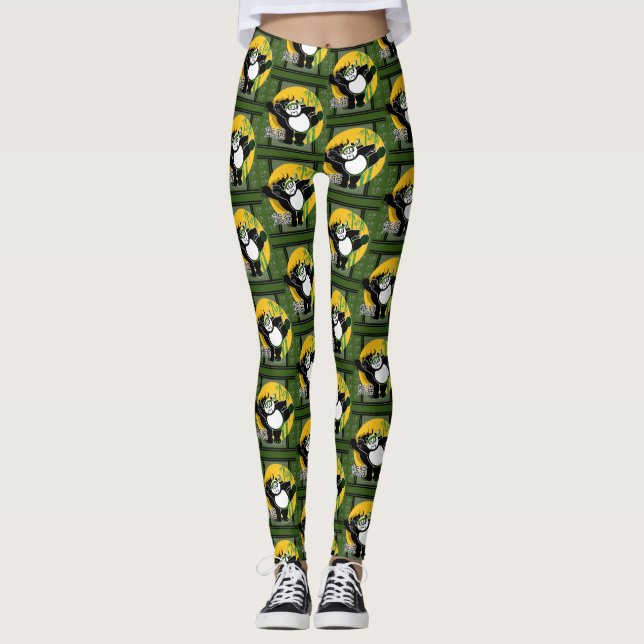 Panda - Green Leggings (Vorderseite)