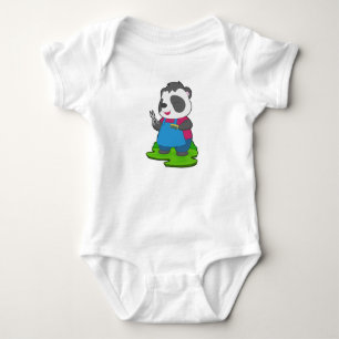 Panda Hairdresser Schere Comb Baby Strampler