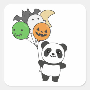 Panda Halloween Ballons für Kinder Niedliche Panda Quadratischer Aufkleber