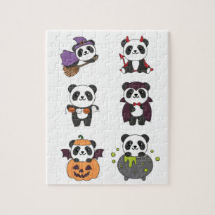 Panda Halloween Hexenmeister Kürkin Vampire Jigsaw Puzzle