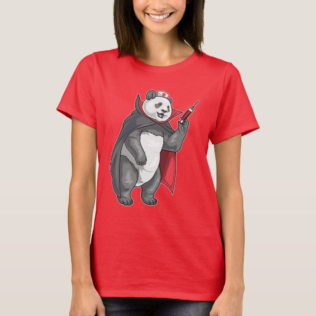 Panda Halloween Vampire Nurse T-Shirt (Vorderseite)