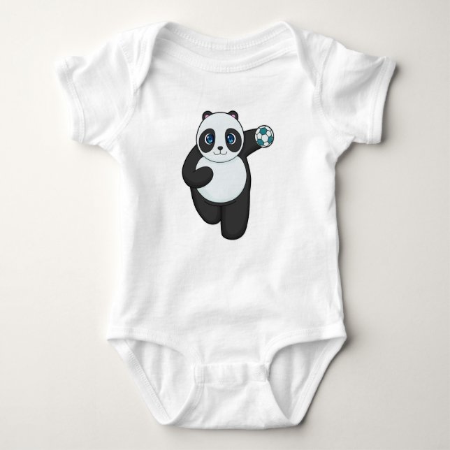Panda Handball Spieler Handball Baby Strampler (Vorderseite)