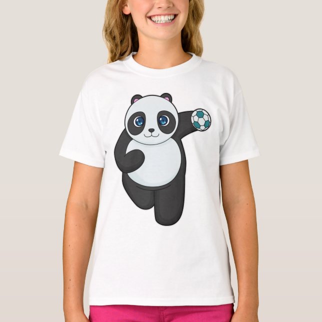 Panda Handball Spieler Handball T-Shirt (Vorderseite)