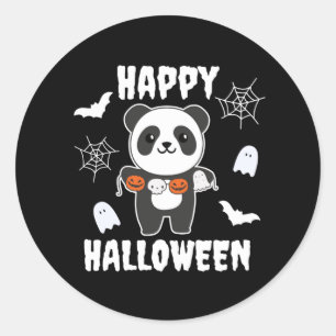 Panda Happy Halloween Pumpkin Bat Kostüm Runder Aufkleber