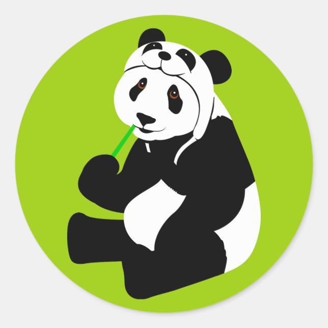 Panda Hat Runder Aufkleber (Vorderseite)