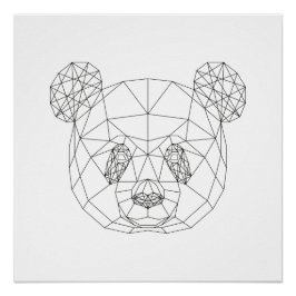 Panda Head Geometric Schwarz-weiß Modern Art Print Poster