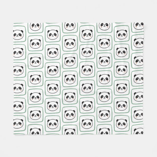 Panda head minimalist graphic icon fleecedecke (Vorderseite (Horizontal))