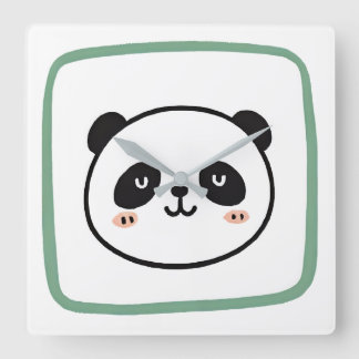 Panda head minimalist graphic icon quadratische wanduhr