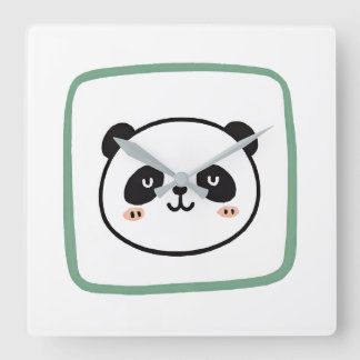 Panda head minimalist graphic icon quadratische wanduhr