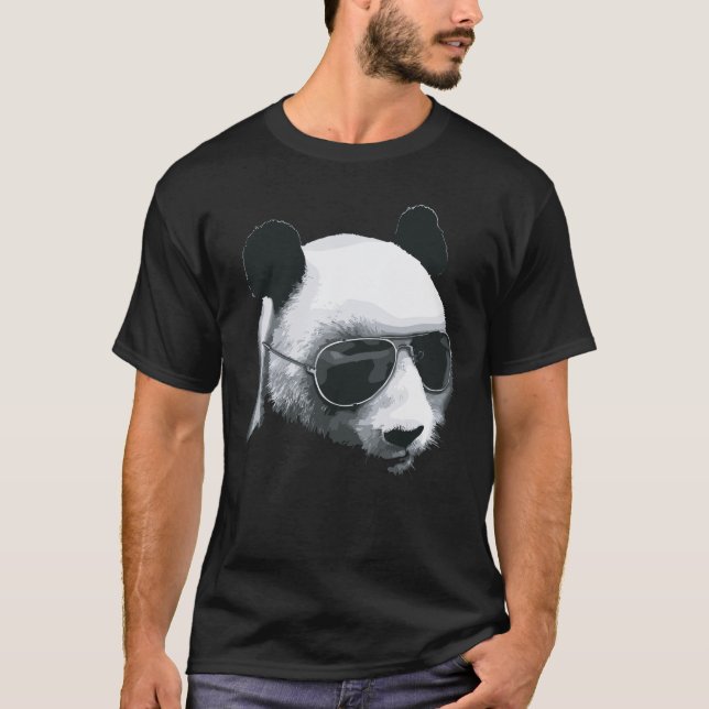 Panda Head mit Sonnenbrille Design T-Shirt (Vorderseite)