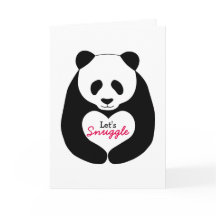 Panda Heart Let's Snuggle Valentine's Card