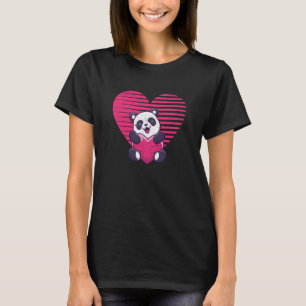 Panda Heart Valentine's Day Animal Bear Zookeper V T-Shirt