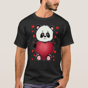 Panda Heart Valentinstag Girls Kinder Frauen Bären T-Shirt