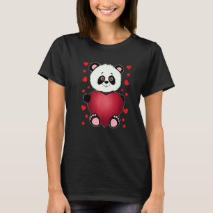 Panda Heart Valentinstag Girls Kinder Frauen Bären T-Shirt