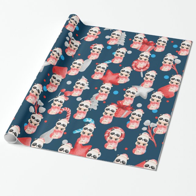 Panda Holidays Anpassen Geschenkpapier (Ungerollt)