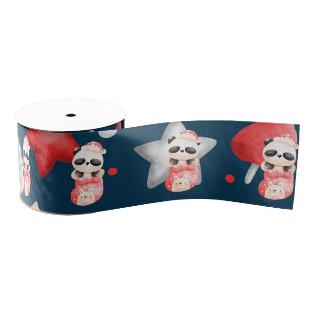 Panda Holidays Anpassen Ripsband (Spule)