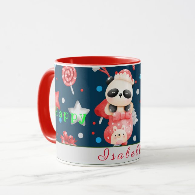 Panda Holidays Anpassen von Text und Namen Tasse (Vorderseite Links)
