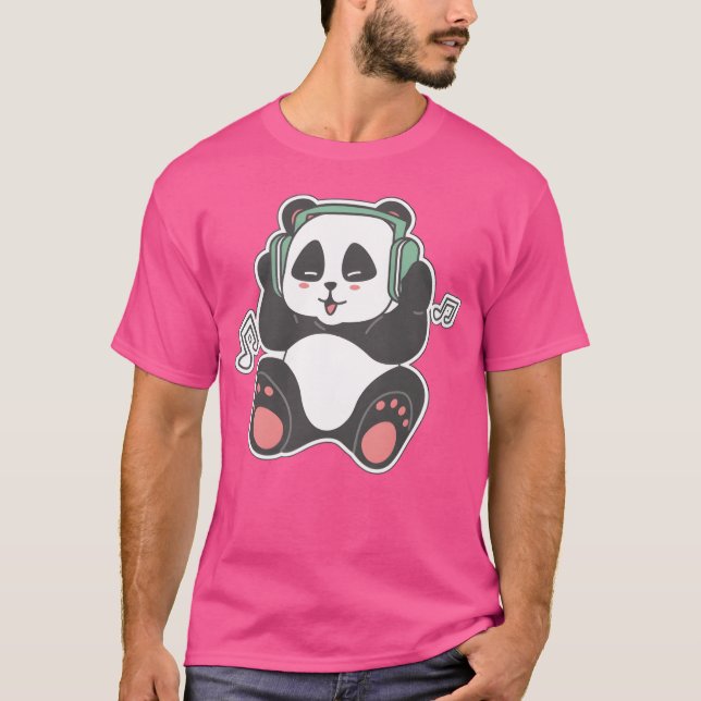 Panda hört Musikfreund T-Shirt (Vorderseite)