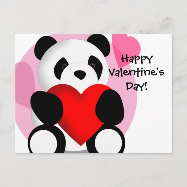 Panda hört Valentins Postkarte (Vorderseite)