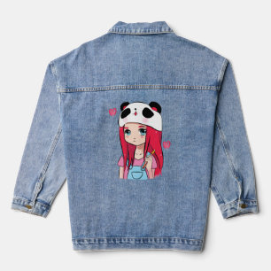 Panda Hugs & Crimson Dreams Jeansjacke