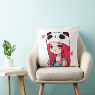 Panda Hugs & Crimson Dreams Kissen