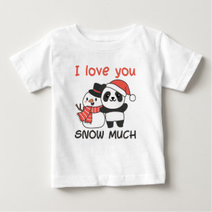 Panda I Liebe Sie Schnee viel Schneemann Pub Baby T-shirt