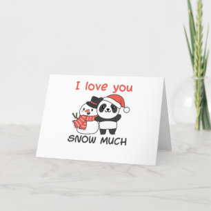 Panda I Liebe Sie Schnee viel Schneemann Pub Feiertagskarte