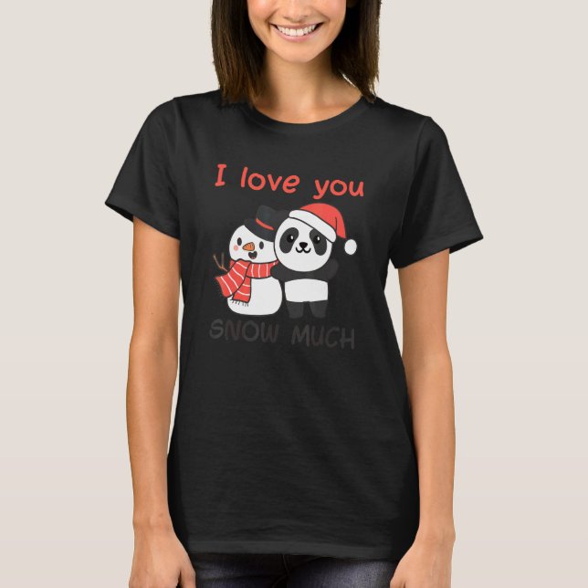 Panda I Liebe Sie Schnee viel Schneemann Pub T-Shirt (Vorderseite)