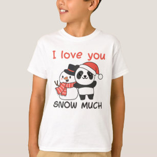 Panda I Liebe Sie Schnee viel Schneemann Pub T-Shirt