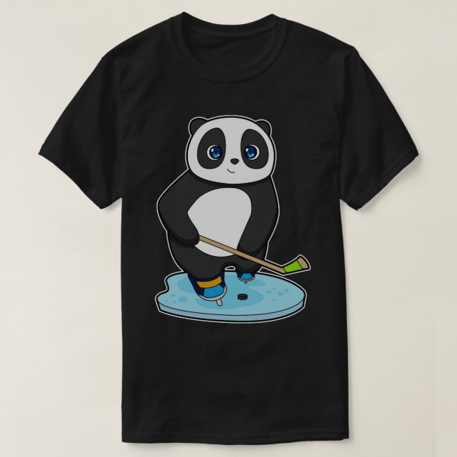 Panda Ice Hockey Eishockeystick T-Shirt (Design vorne)