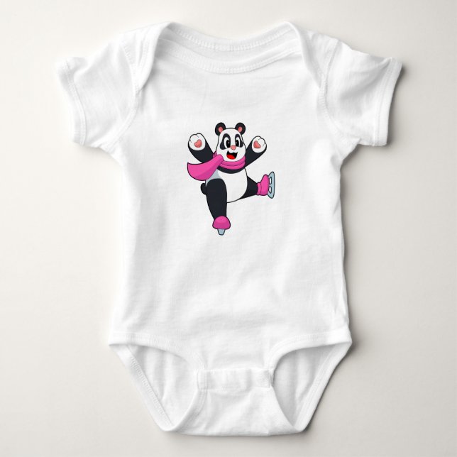 Panda Ice Skaten Ice Skate Baby Strampler (Vorderseite)