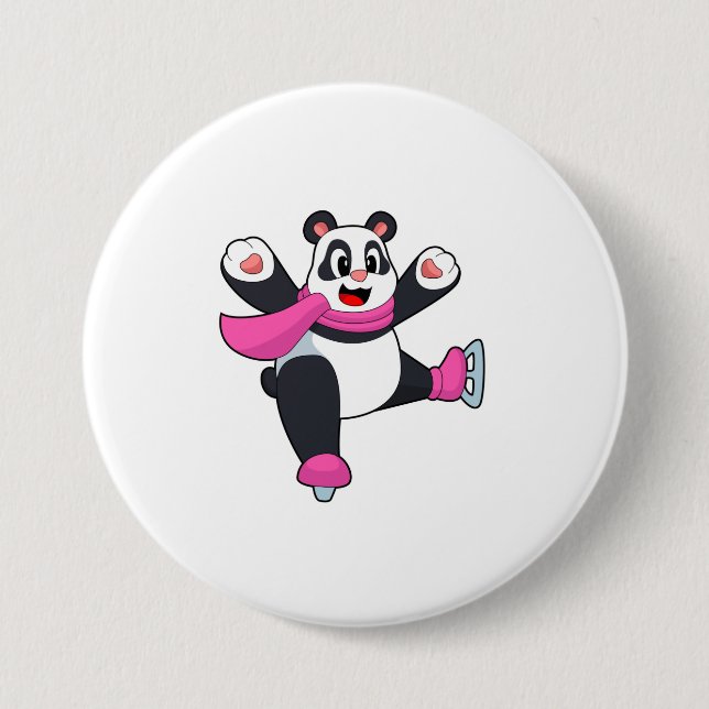 Panda Ice Skaten Ice Skate Button (Vorderseite)
